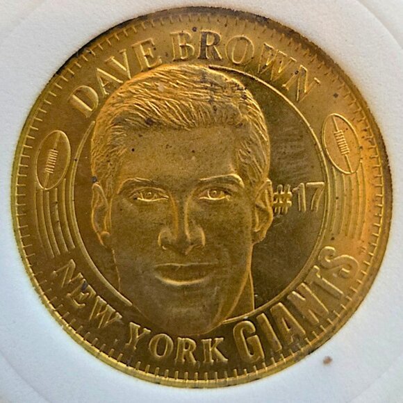 Dave Brown #17 New York Giants 1996 Pinnacle QB Club Vintage NFL Coin - Picture 2 of 4